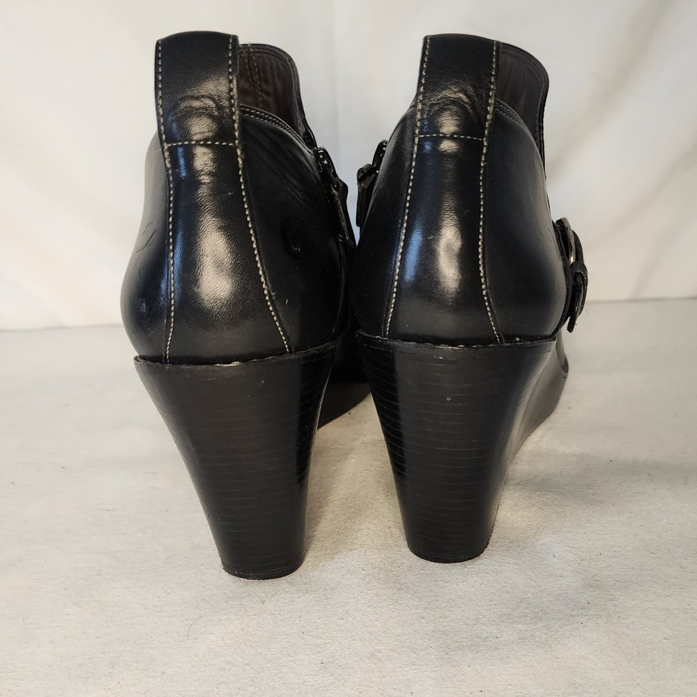 Cole Haan Nike Air collab Black Leather Wedge Boots Women's Size 10B - Picture 5 of 8